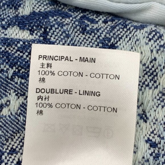 Louis Vuitton Blue Floral Distressed Denim Jacket Size 50 L 100% Cotton Long-Sle - Picture 4 of 8